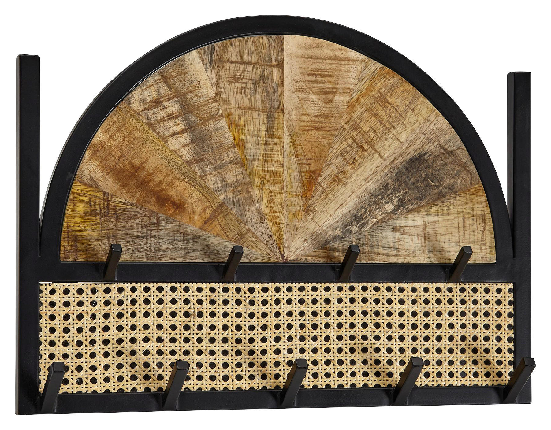 Garderobe natur schwarz pulverbeschichtet B/H/T: ca. 53x40x7,5 cm Garderobe - natur/schwarz (53,00/40,00/7,50cm) - Wohnling