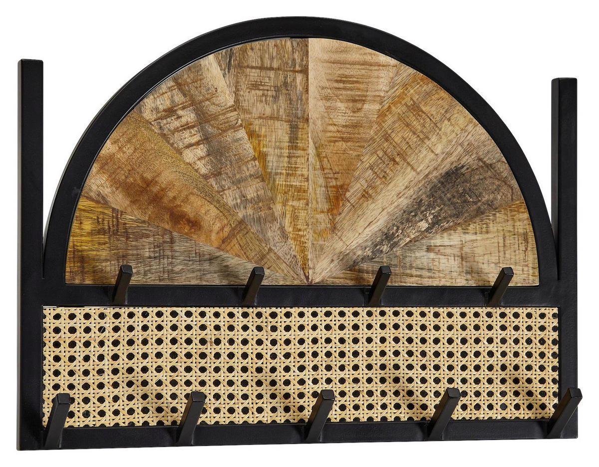 Garderobe natur schwarz pulverbeschichtet B/H/T: ca. 53x40x7,5 cm Garderobe - natur/schwarz (53,00/40,00/7,50cm) - Wohnling