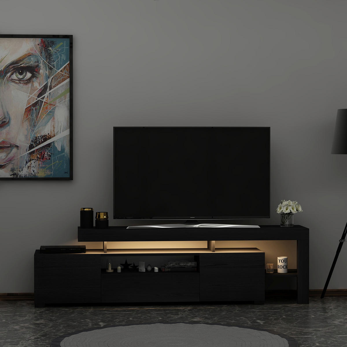 TV-Lowboard 9055 schwarz B/H/T: ca. 192x53x37 cm 9055 - schwarz (192,00/53,00/37,00cm) - moebel17