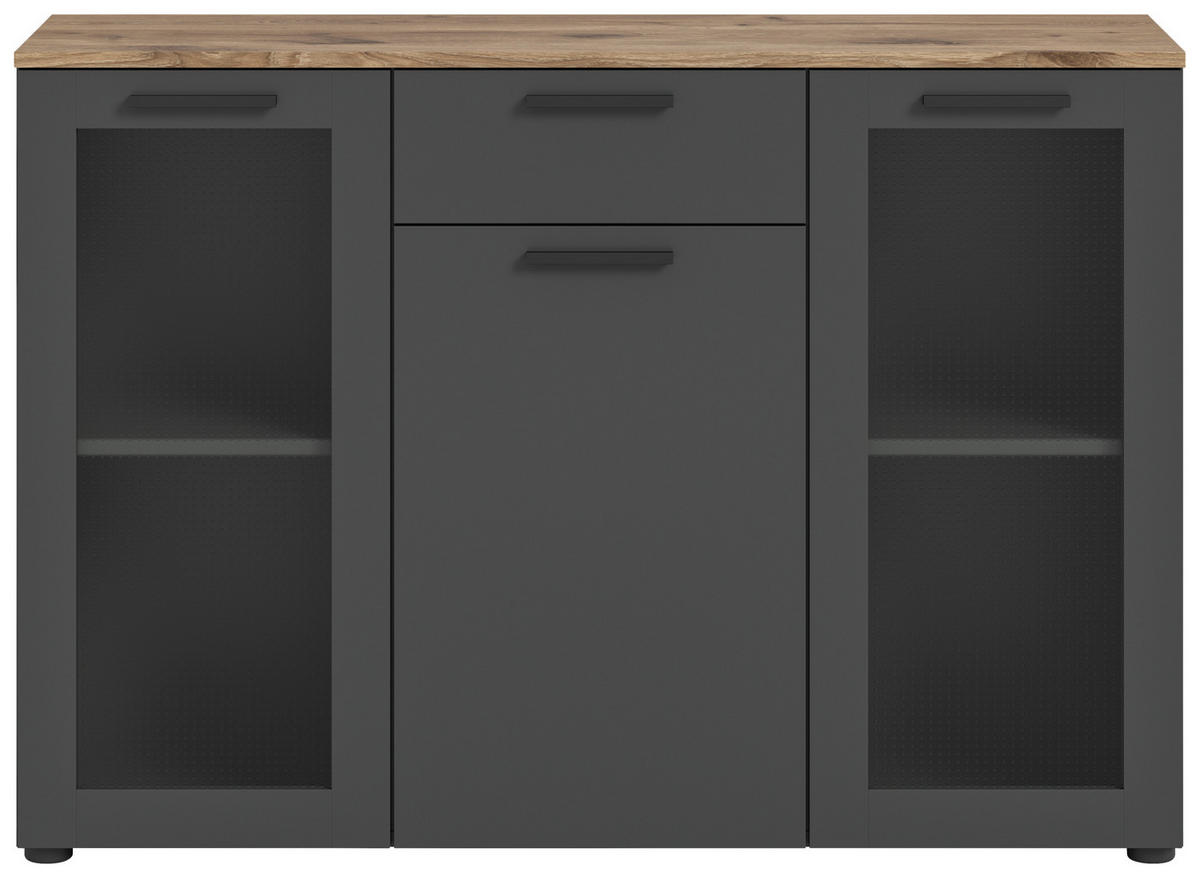 Sideboard Niklas anthrazit Eiche Nox Oak Nachbildung B/H/T: ca. 120x84x35 cm Niklas - Eiche/anthrazit (120,00/84,00/35,00cm)