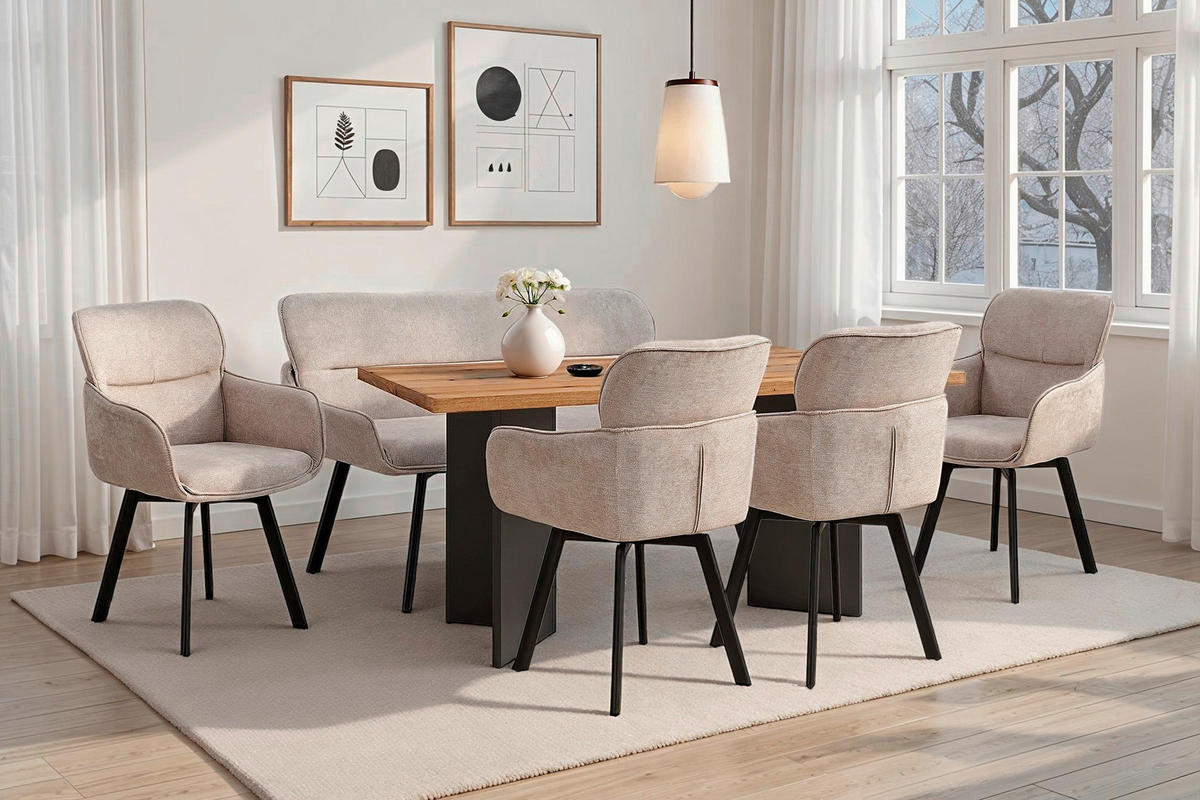 Stuhl RICO schwarz taupe Metall Stoff B/H/T: ca. 61x90x63 cm RICO - schwarz/taupe (61,00/90,00/63,00cm) - byLIVING