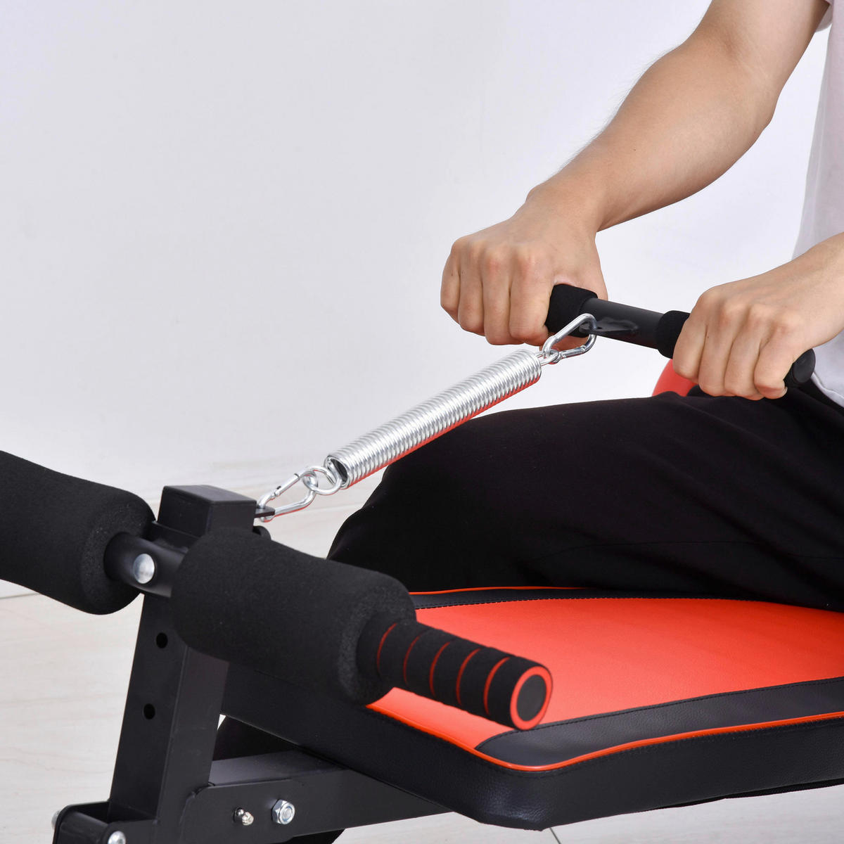 HOMCOM Sit-Up-Bank schwarz Stahl B/H/L: ca. 53x60x166 cm Sit-Up-Bank verstellbar - rot/schwarz (166,00/53,00/60,00cm) - HOMCOM