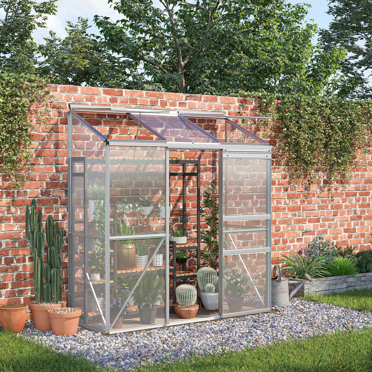 Outsunny Gewächshaus B/H/L: ca. 68x196x192 cm Gewächshaus - silber (192,00/68,00/196,00cm) - Outsunny