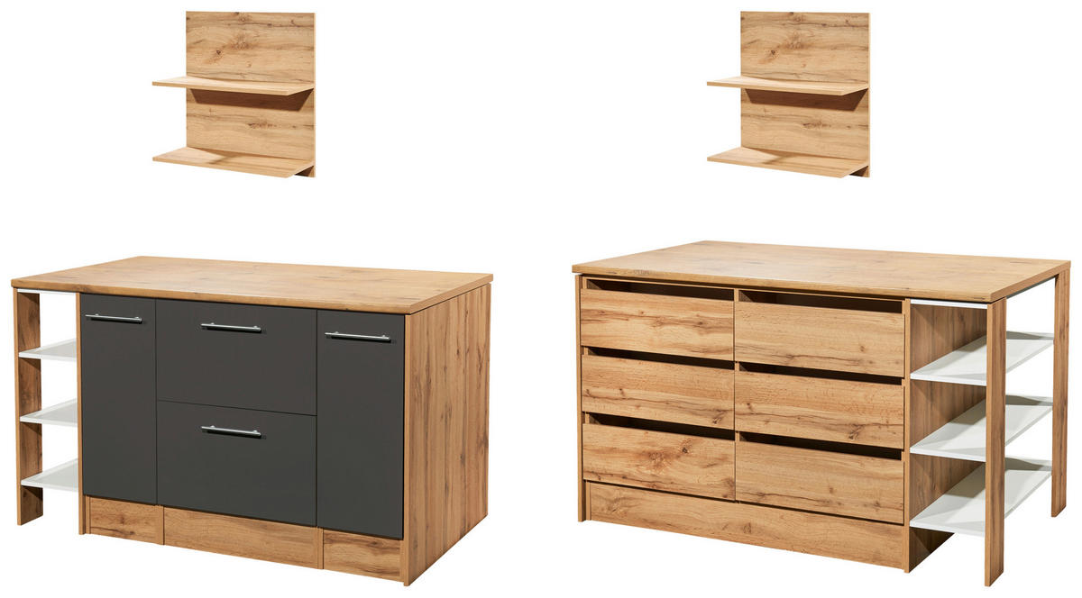 Respekta Küchenblock Hilde grau matt B/H/T: ca. 150x90x90 cm Hilde - Eiche/grau (150,00/90,00/90,00cm) - Respekta