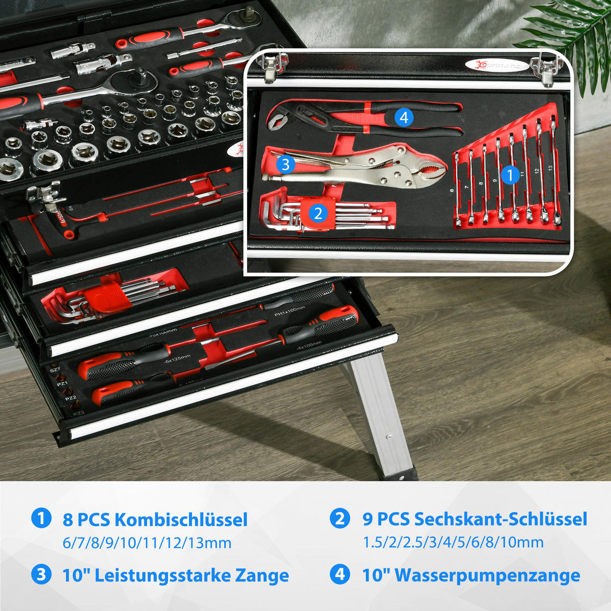 B/H/L: ca. 24x45x27 cm Werkzeugkasten - schwarz (27,00/24,00/45,00cm) - DURHAND