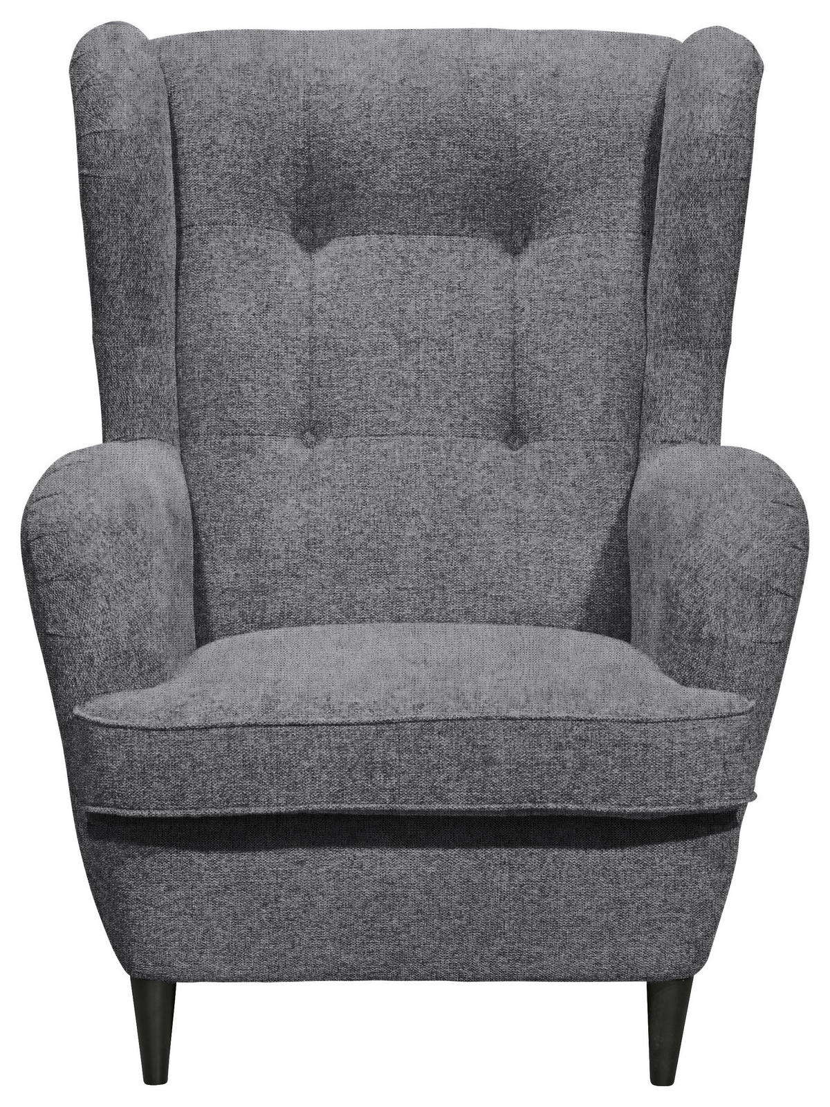 Sessel Oskar anthrazit Velourstoff B/H/T: ca. 78x102x98 cm Oskar - schwarz/anthrazit (78,00/102,00/98,00cm)
