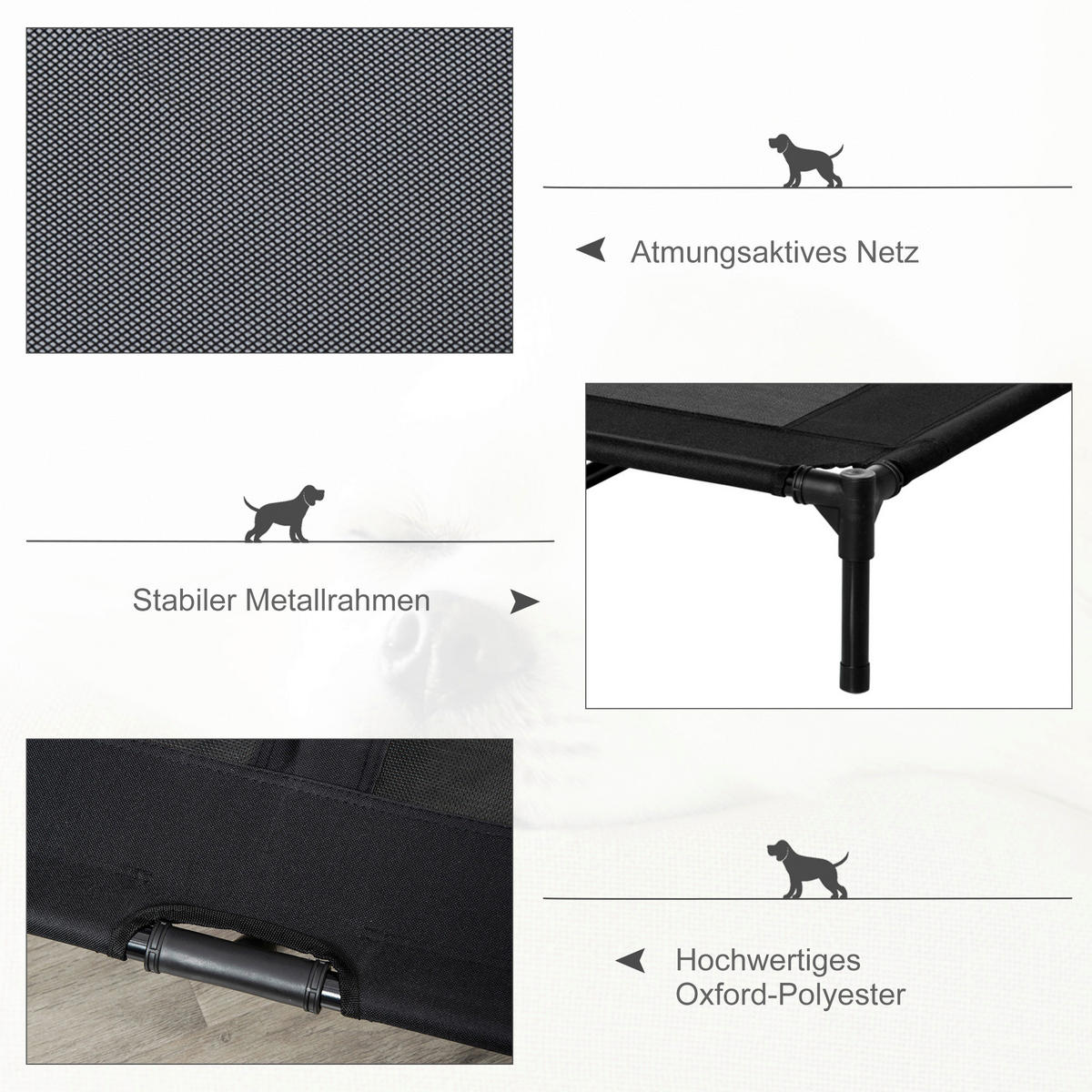 PawHut Hundeliege schwarz Metall B/H/L: ca. 76x18x92 cm Hundeliege - schwarz (92,00/76,00/18,00cm) - PawHut