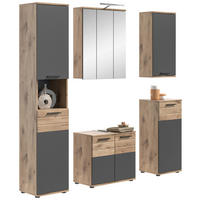 Badezimmer-Set MASON Nox Oak Nachbildung edles Basaltgrau Nachbildung B/H/T: ca. 164x190x34 cm MASON - edles Basaltgrau (164,00/190,00/34,00cm) - xonox.home