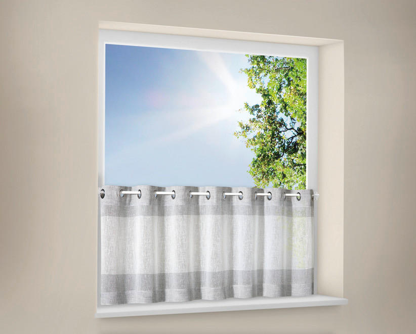Scheibengardine Streifen grau B/L: ca. 140x50 cm Streifen - grau (140,00/50,00cm) - Happy Home