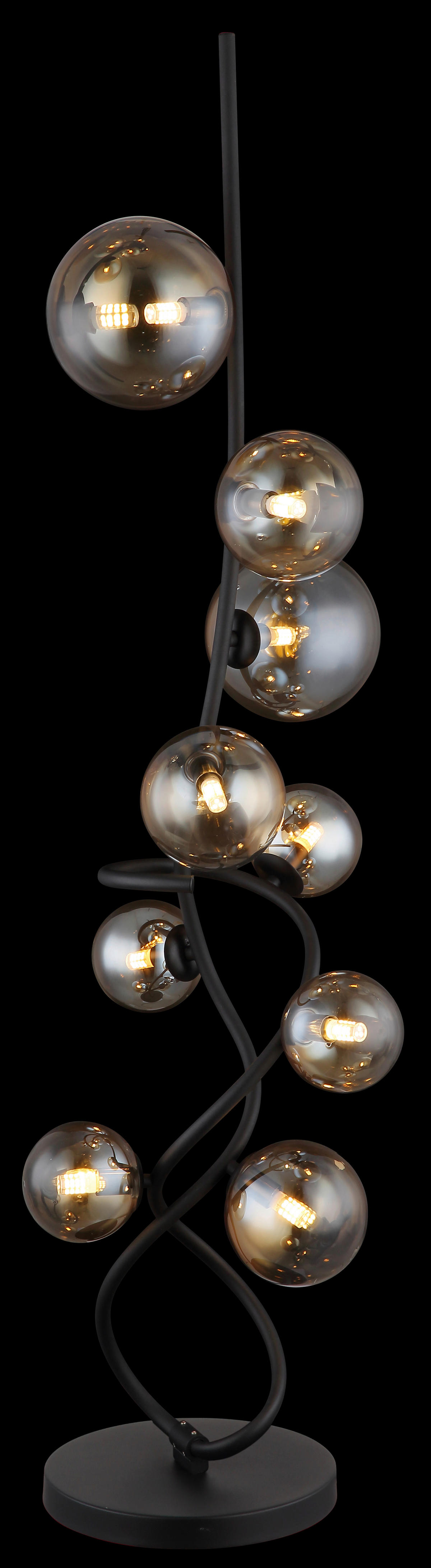 GLOBO LED-Stehleuchte 10676 amber mattschwarz Metall Glas H/D: ca. 122x33 cm 9 Brennstellen TUBERIUS - mattschwarz/amber (33,00/122,00cm) - GLOBO