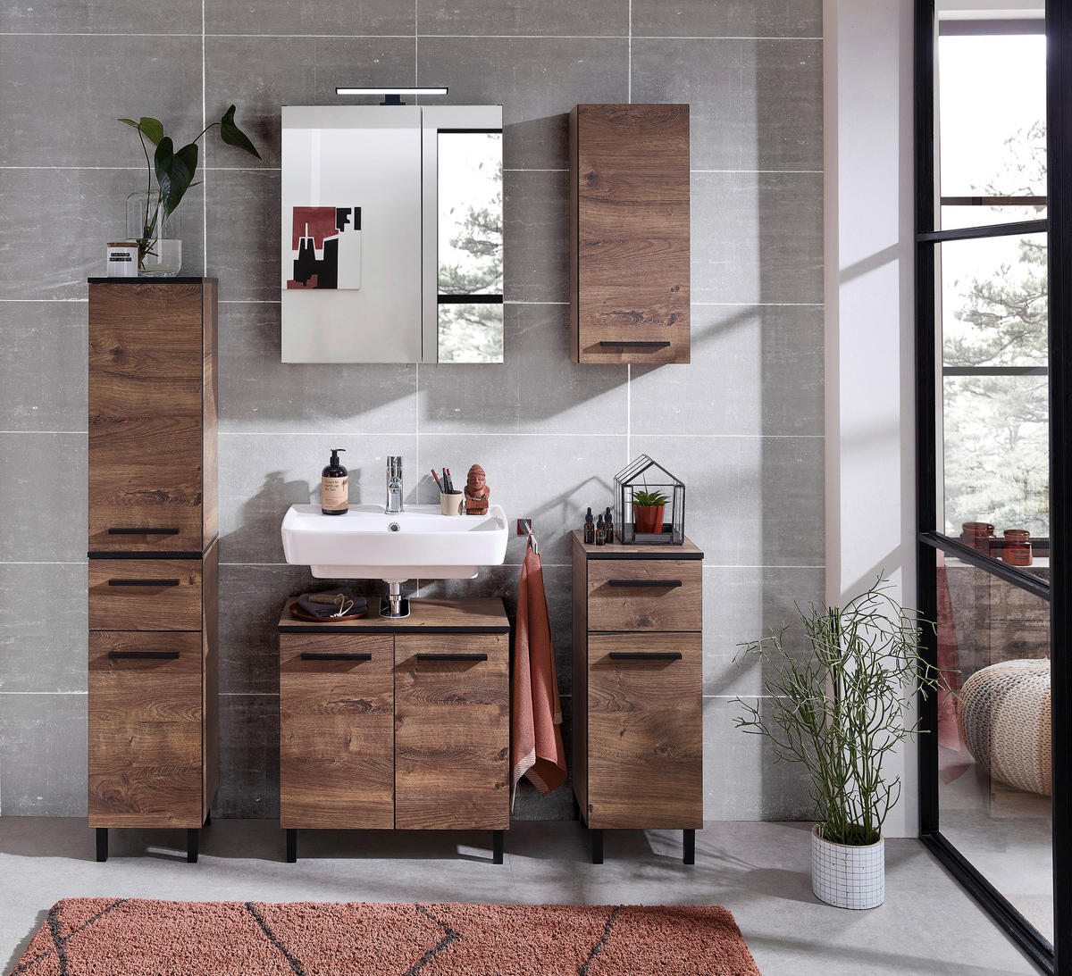 Badezimmer-Set Quickset 374 Eiche Ribeck Nachbildung B/H/T: ca. 120x200x33 cm Quickset 374 - Eiche (120,00/200,00/33,00cm) - Pelipal