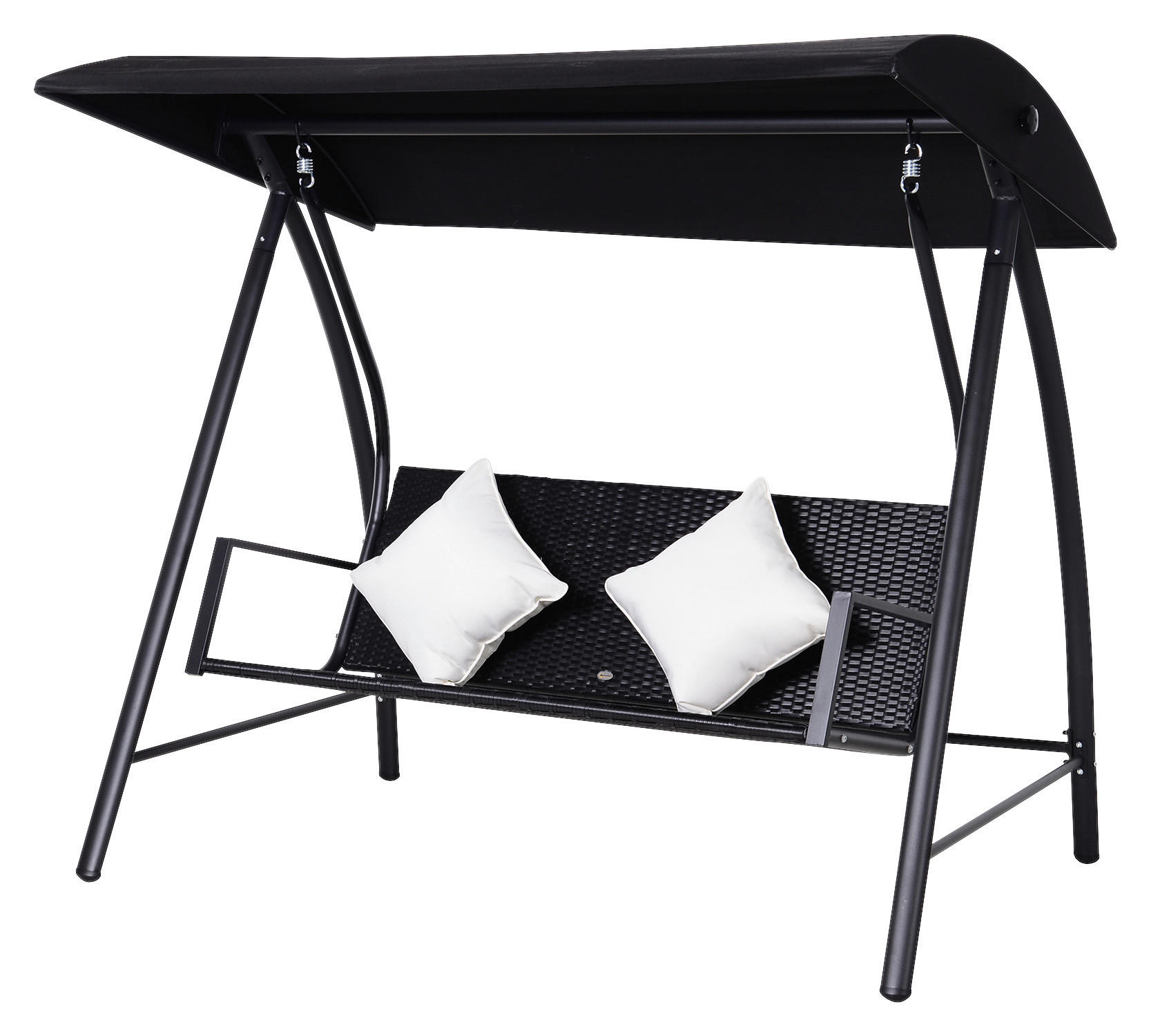 Outsunny Hollywoodschaukel schwarz Polyrattan B/H/L: ca. 124x179x198 cm Hollywoodschaukel_mit_Kissen - schwarz (198,00/124,00/179,00cm) - Outsunny