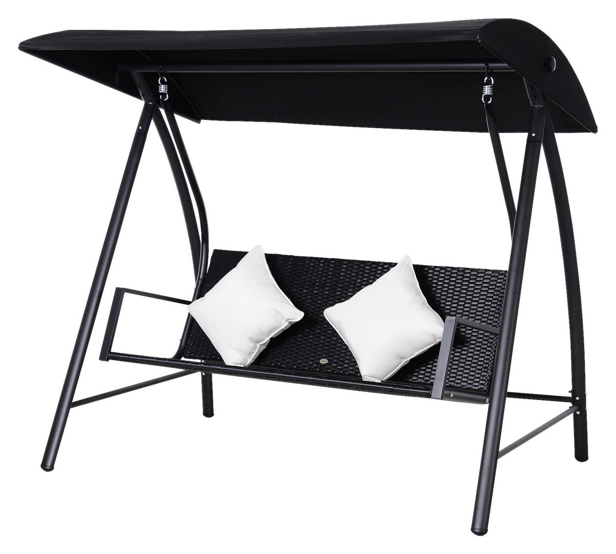 Outsunny Hollywoodschaukel schwarz Polyrattan B/H/L: ca. 124x179x198 cm Hollywoodschaukel_mit_Kissen - schwarz (198,00/124,00/179,00cm) - Outsunny