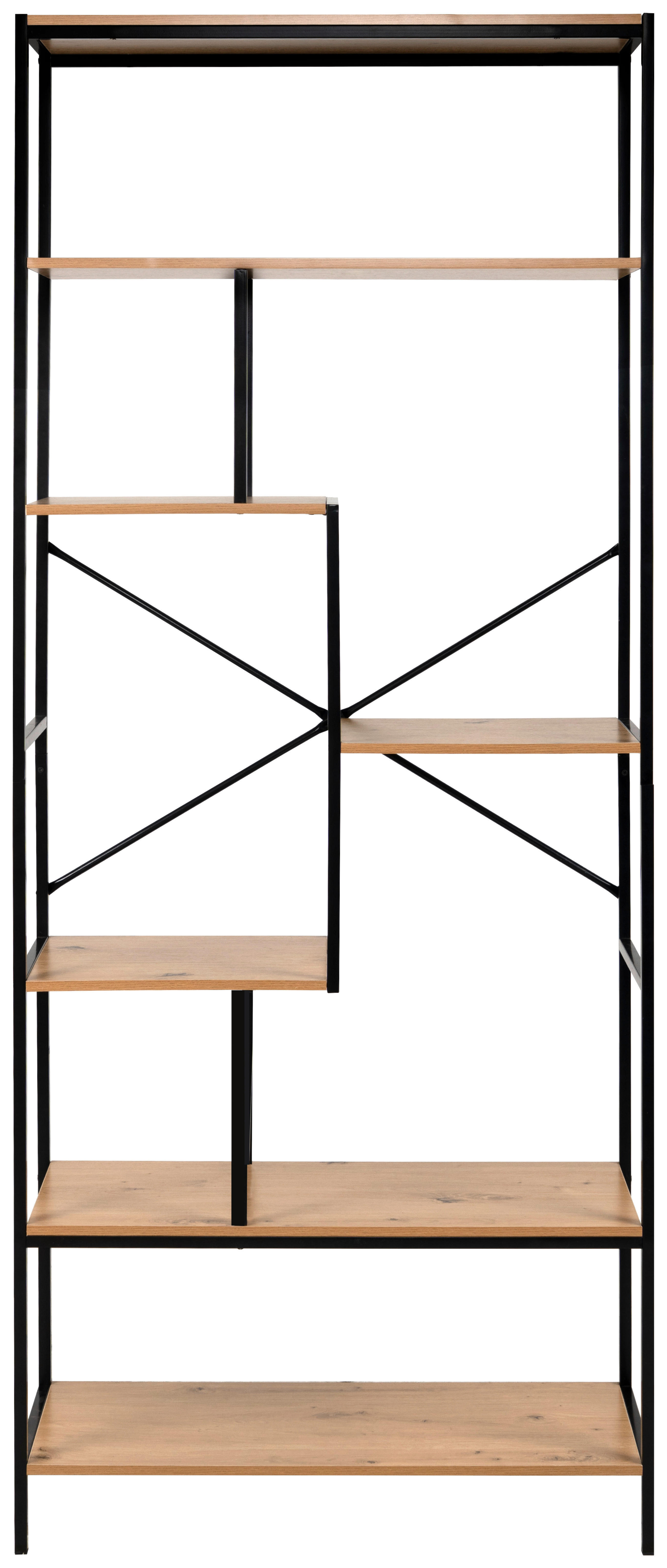 Regal Trelleborg B/H/T: ca. 75x180x30 cm Trelleborg - Eiche/schwarz (75,00/180,00/30,00cm)