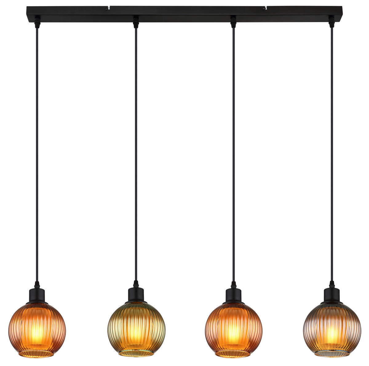 Pendelleuchte Metall Glas B/H/L: ca. 15x120x90 cm E27 4 Brennstellen Pendelleuchte_Zumba - (90,00/15,00/120,00cm)