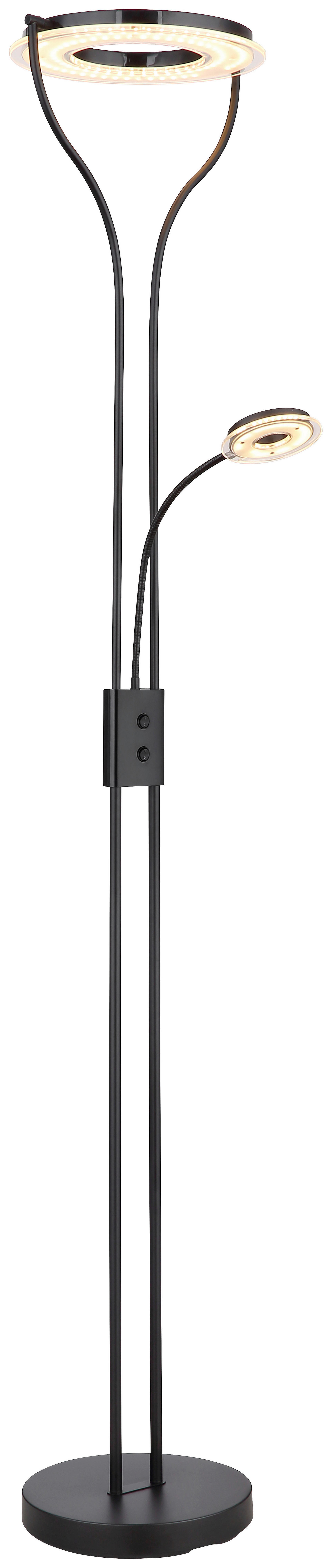 Deckenfluter mit Leseleuchte schwarz Kunststoff H: ca. 194 cm 2 Brennstellen LED-Deckenfluter_Andreas - schwarz (194,00cm)