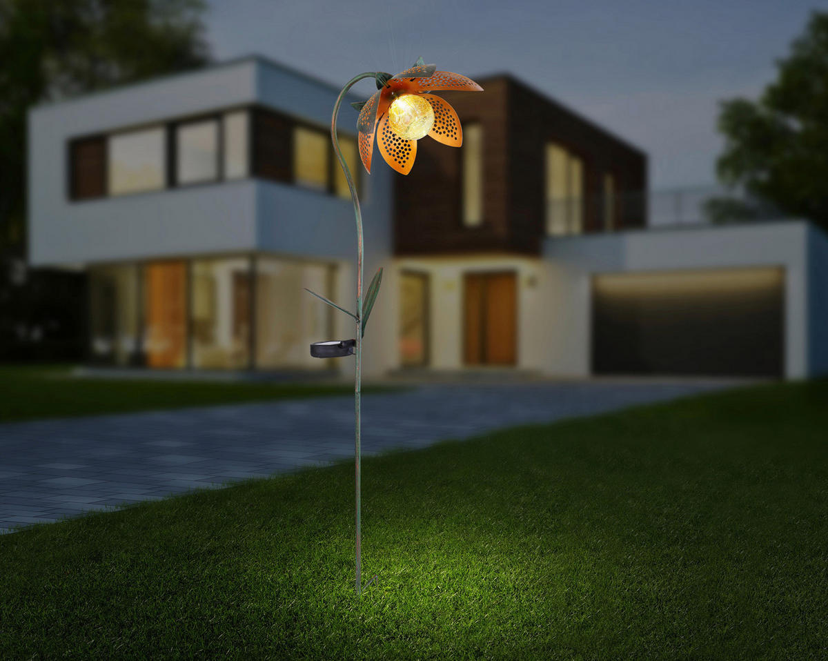 LED-Solarleuchte grün Glas Metall B/H/T: ca. 15x90x25 cm SOLAR - grün (15,00/90,00/25,00cm) - GLOBO