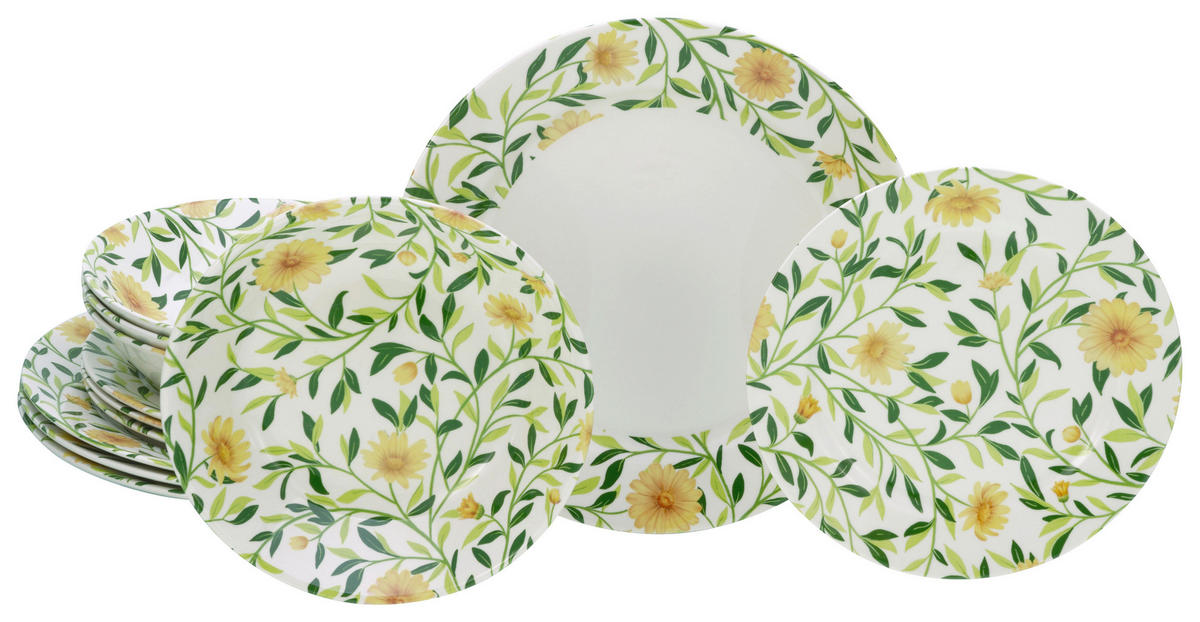 CreaTable Tafelservice Amarilla gelb Steingut 12 tlg. Amarilla - gelb - CreaTable