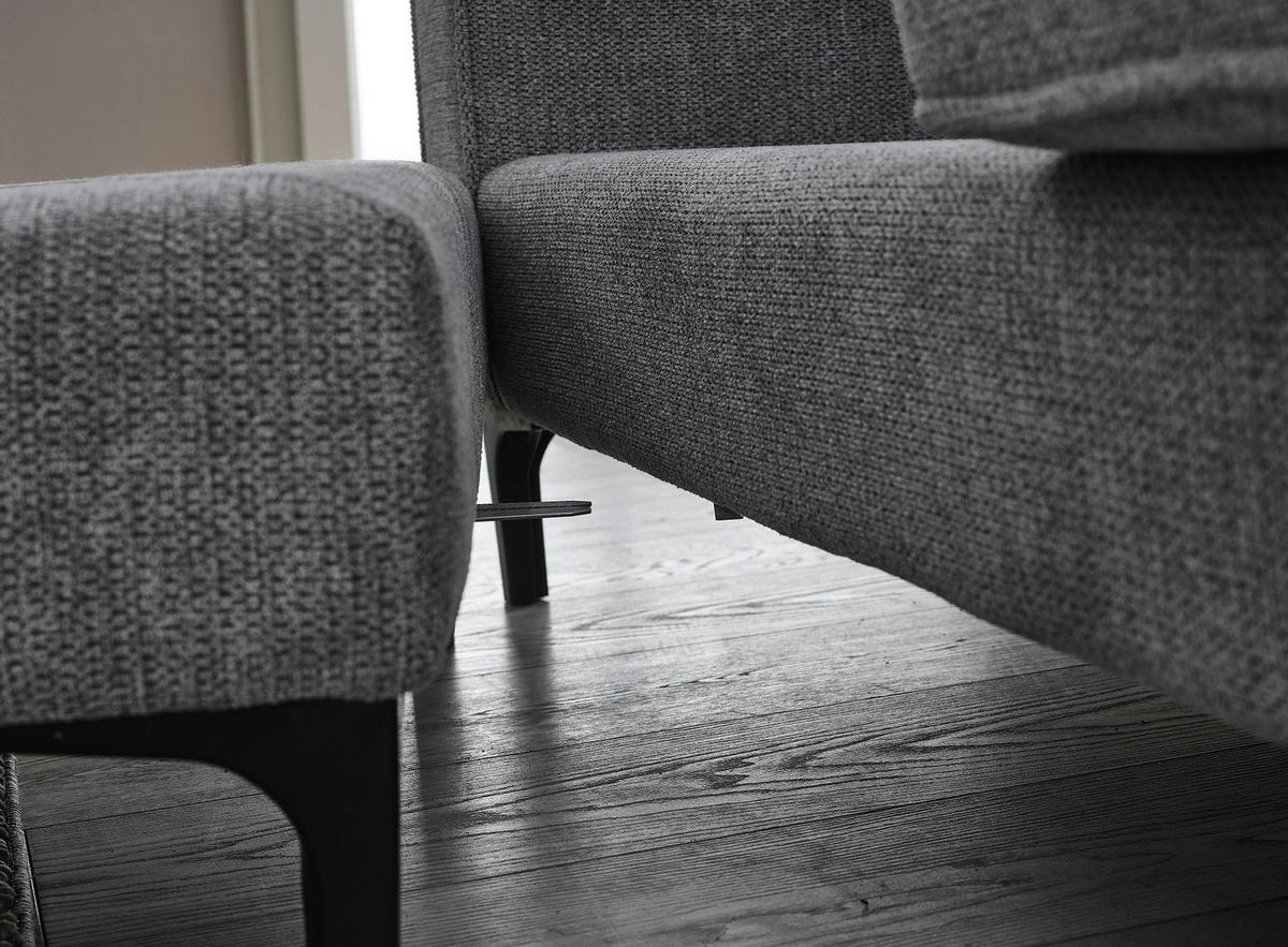 Ecksofa hellgrau Microfaser B/H/T: ca. 238x67x185 cm Pirlo_2S-OT_Ecksofa - hellgrau/schwarz (238,00/67,00/185,00cm)