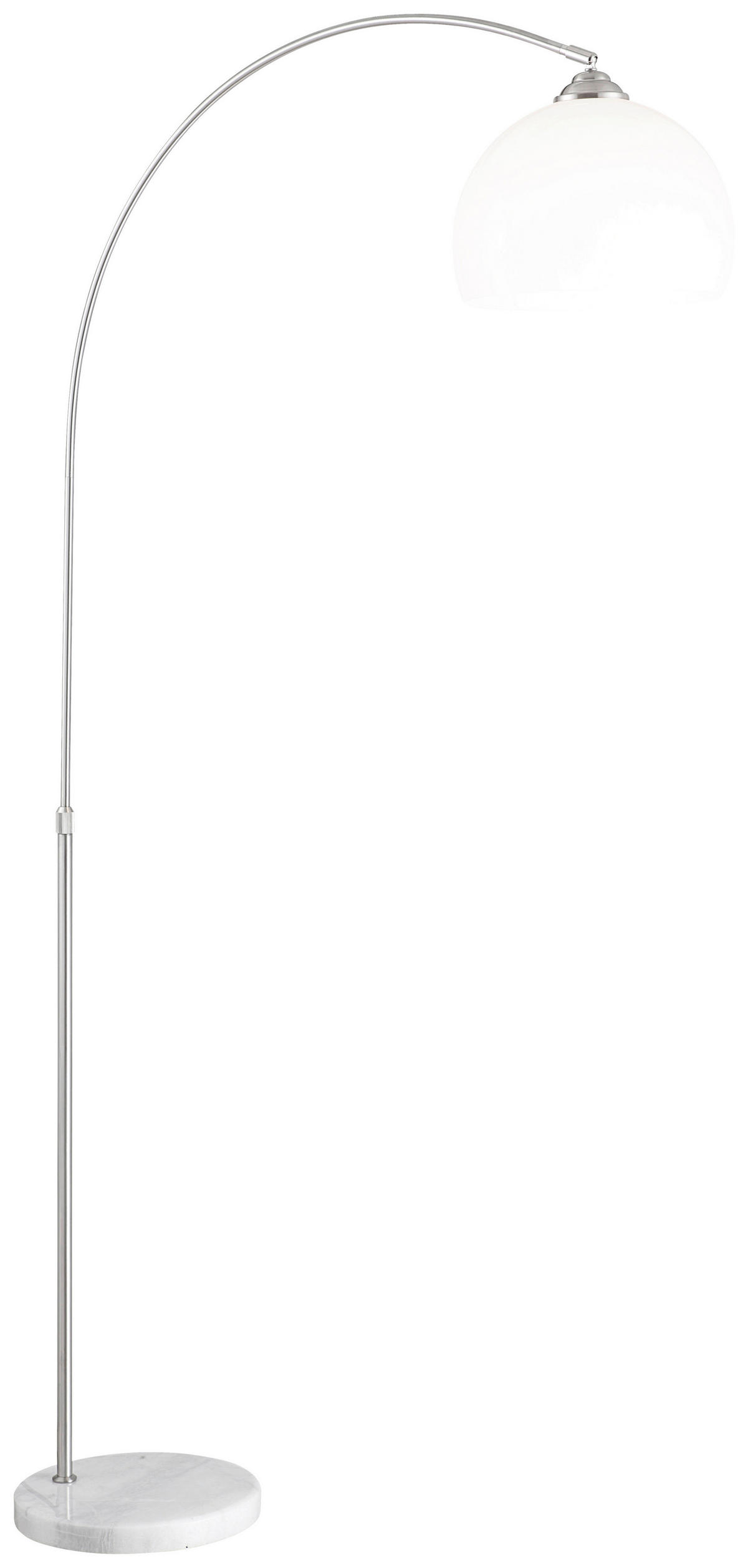 GLOBO Stehleuchte nickel matt weiß Metall Kunststoff B/H/T: ca. 30x196x92 cm E27 1 Brennstellen NEWCASTLE - weiß/nickel matt (30,00/196,00/92,00cm) - GLOBO