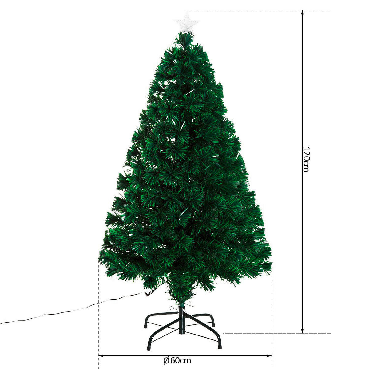 HOMCOM Weihnachtsbaum grün Metall H/D: ca. 120x60 cm Weihnachtsbaum - grün (60,00/120,00cm) - HOMCOM
