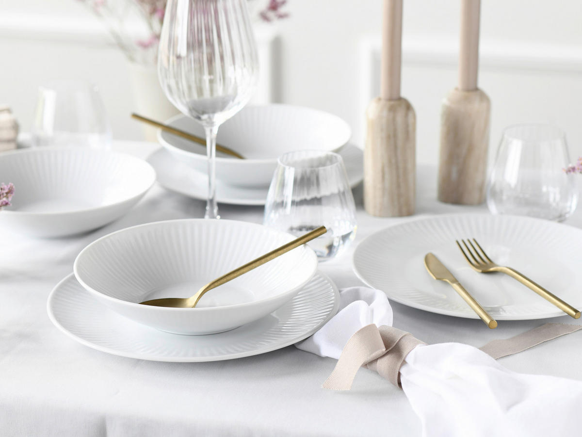 CreaTable Tafelservice Valencia weiß Porzellan 12 tlg. Valencia - weiß - CreaTable