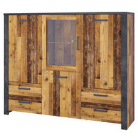 Highboardvitrine Oregon Old Wood Nachbildung Fresko Spanplatte B/H/T: ca. 172x140x44 cm Oregon - dunkelgrau (172,00/140,00/44,00cm)