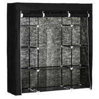 HOMCOM Kleiderschrank schwarz Edelstahl B/H/L: ca. 43x150x162,5 cm Stoffschrank - schwarz (162,50/43,00/150,00cm) - HOMCOM