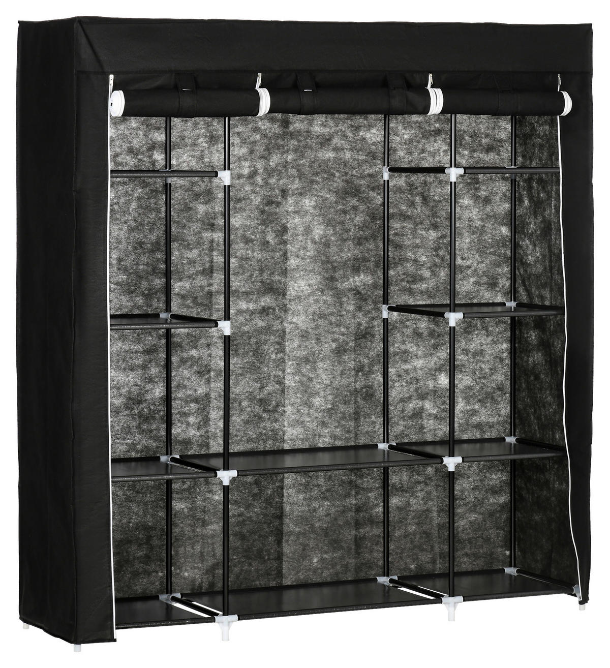 HOMCOM Kleiderschrank schwarz Edelstahl B/H/L: ca. 43x150x162,5 cm Stoffschrank - schwarz (162,50/43,00/150,00cm) - HOMCOM