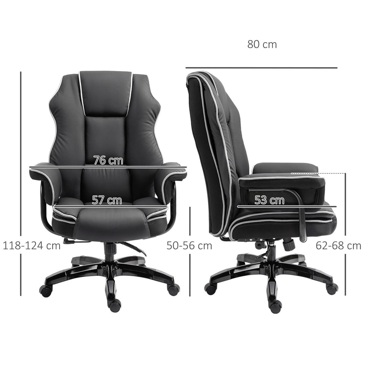 Drehstuhl 921-349 schwarz 921-349 - schwarz (76,00/118,00/80,00cm) - Vinsetto