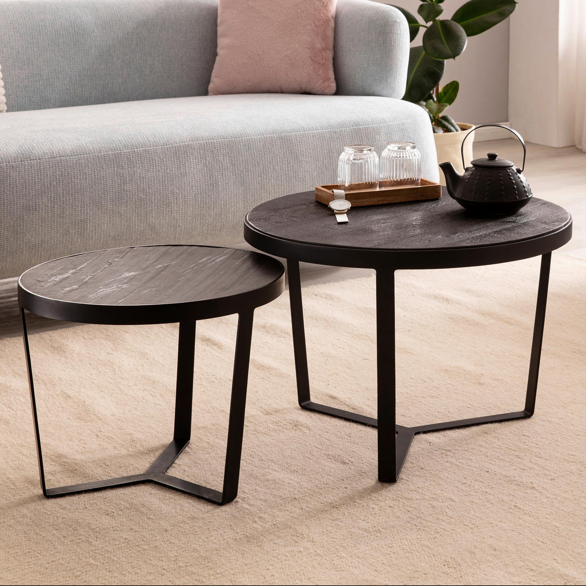 Couchtisch 2er.-Set.  B/H/T: ca. 60x40x60 cm 2er.-Set. - (60,00/40,00/60,00cm) - Wohnling