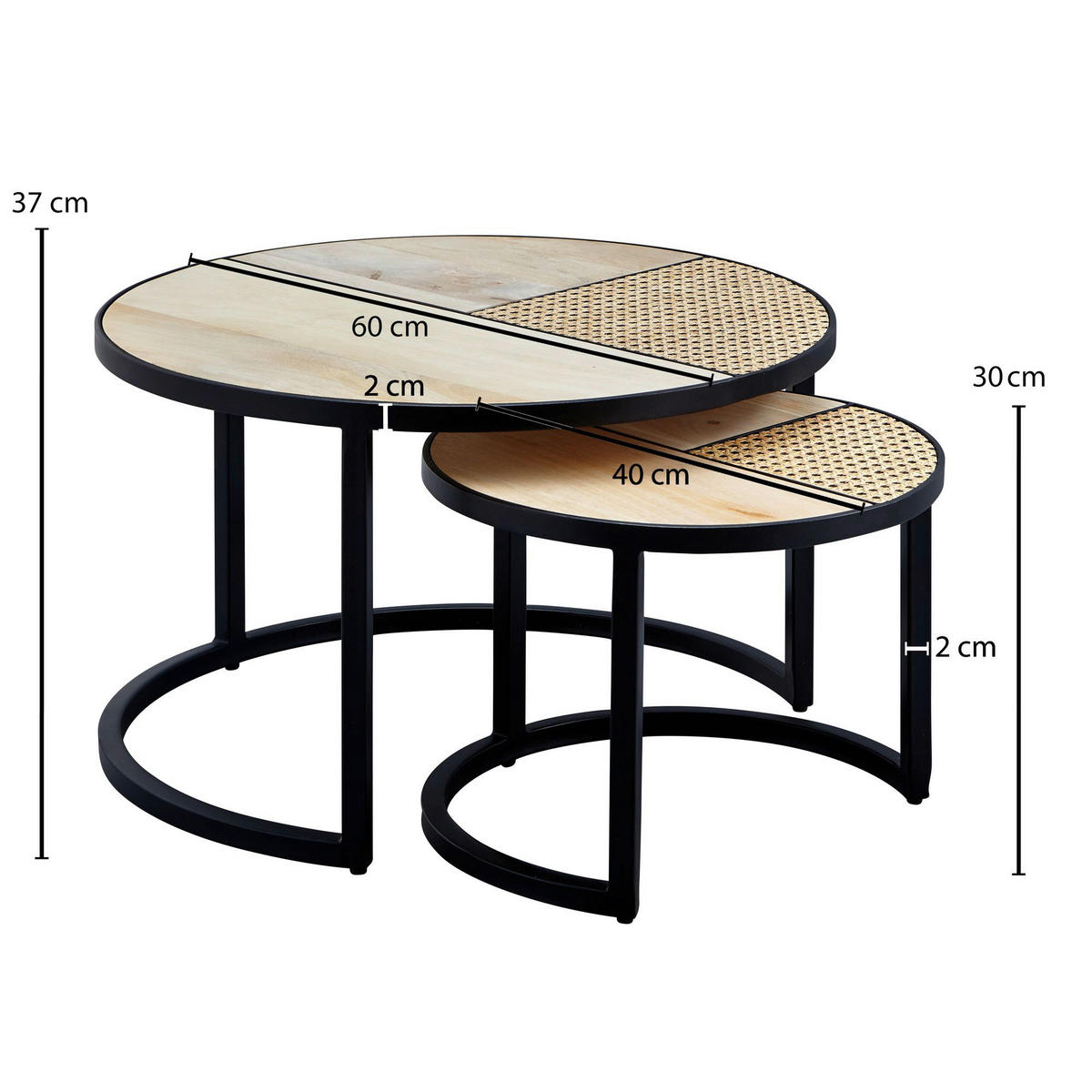 Couchtisch 2er-Set. braun B/H/T: ca. 60x37x60 cm 2er-Set. - braun (60,00/37,00/60,00cm) - Wohnling