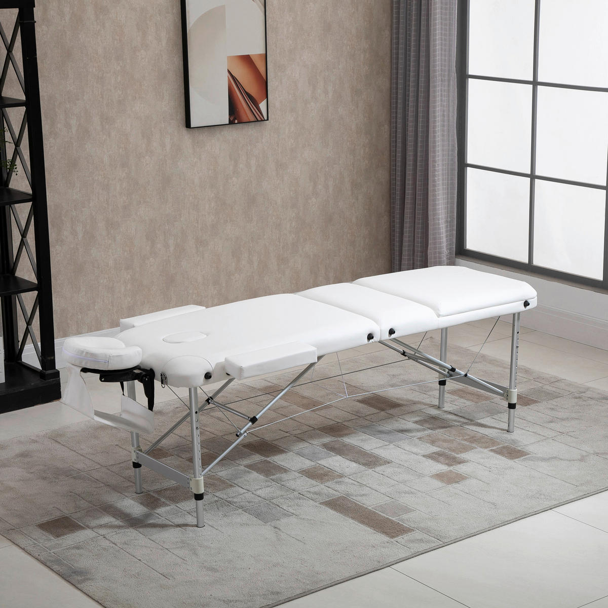 HOMCOM Massageliege weiß PVC B/H/L: ca. 60x215x84 cm Massageliege - weiß (84,00/60,00/215,00cm) - HOMCOM