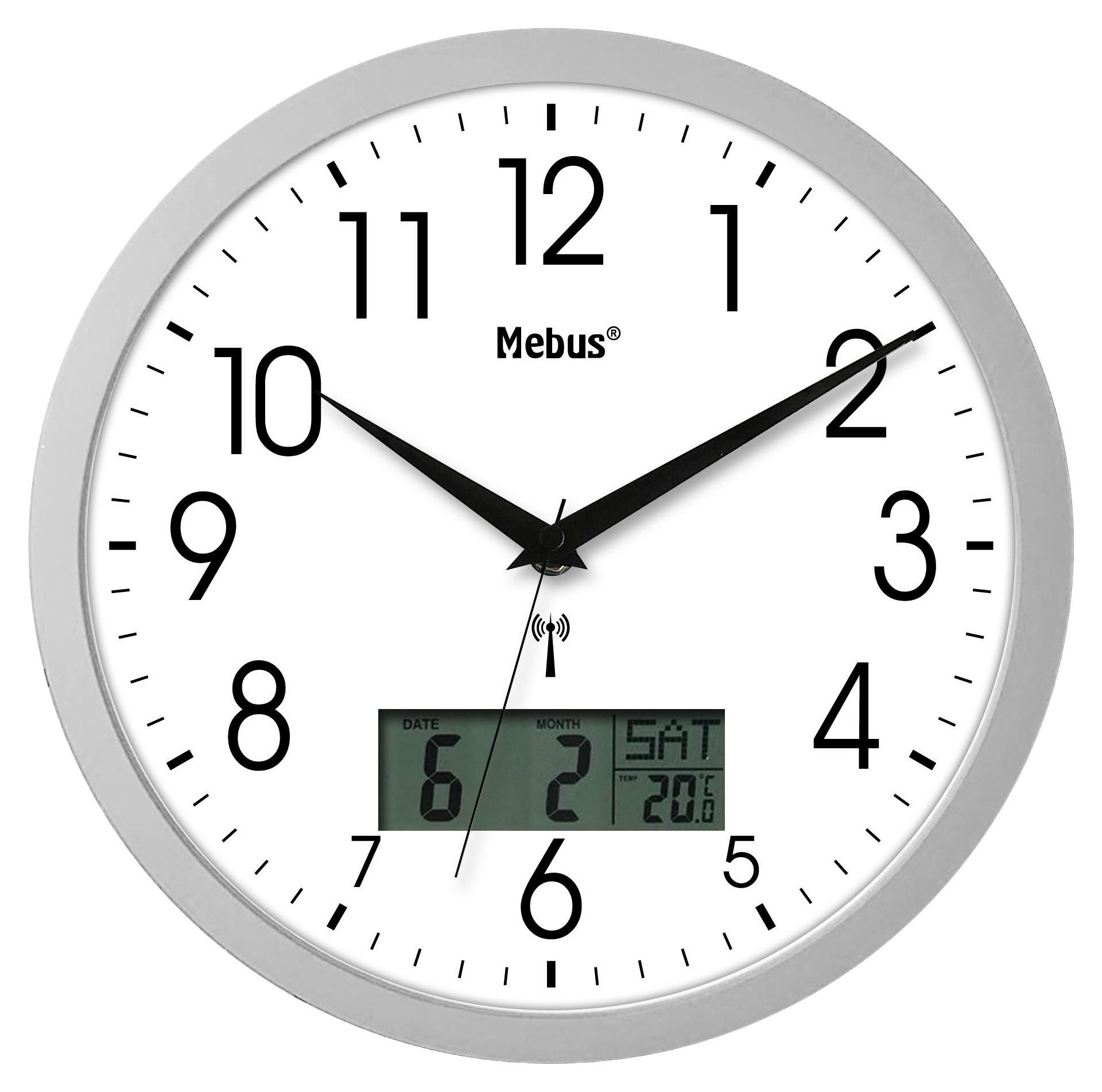 Mebus Wanduhr silber B/H/L/D: ca. 4,5x30x30x30 cm Wanduhr_Funk - silber (30,00/4,50/30,00cm) - Mebus