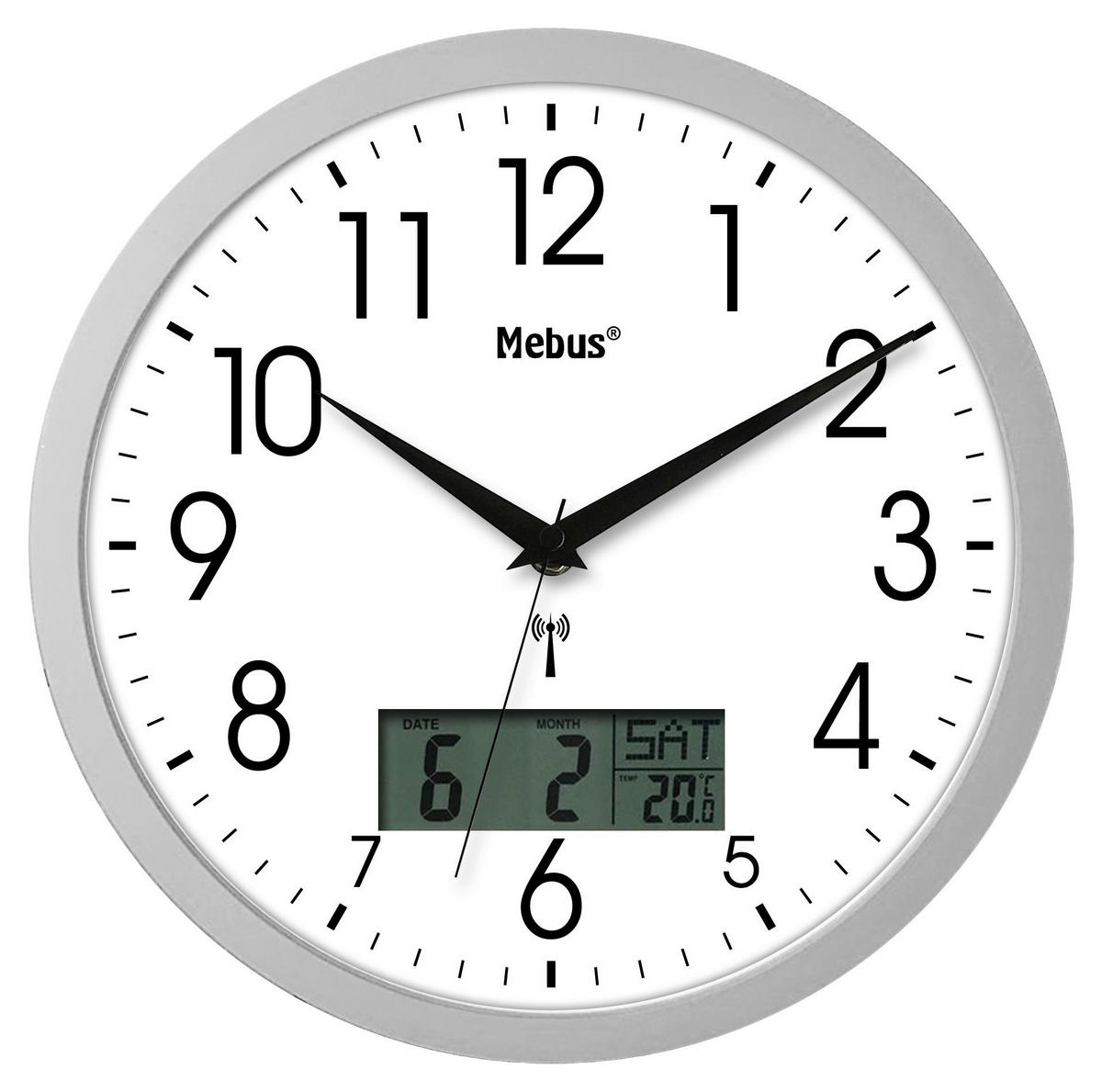 Mebus Wanduhr silber B/H/L/D: ca. 4,5x30x30x30 cm Wanduhr_Funk - silber (30,00/4,50/30,00cm) - Mebus
