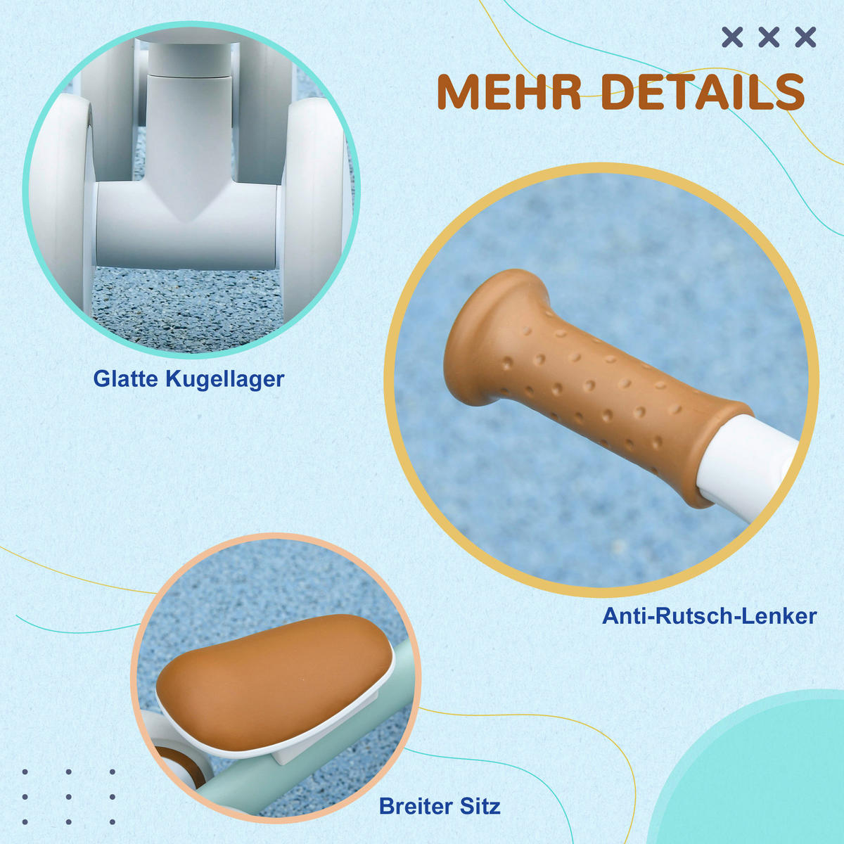 AIYAPLAY Kinderlaufrad weiß B/H/L: ca. 27x39x56 cm Kinderlaufrad - weiß/grün (56,00/27,00/39,00cm) - AIYAPLAY