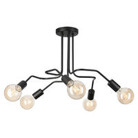 Lamkur Deckenleuchte DOMINO 51222 schwarz Stahl H/L: ca. 40x59 cm E27 5 Brennstellen Domino - schwarz (59,00cm) - Lamkur