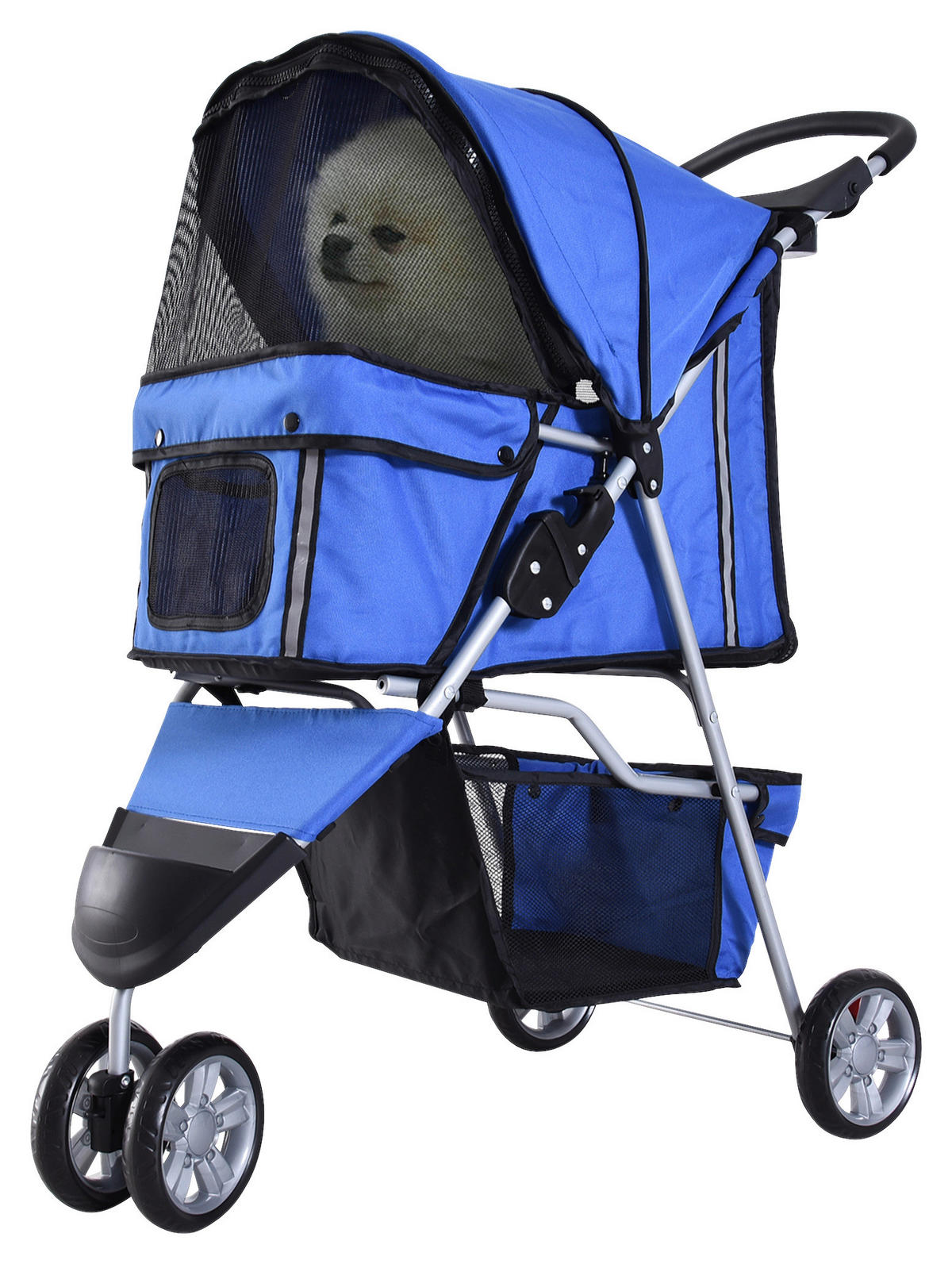 PawHut Hunde-Zubehör blau Nylon B/H/L: ca. 45x75x97 cm Hundewagen - blau (97,00/45,00/75,00cm) - PawHut