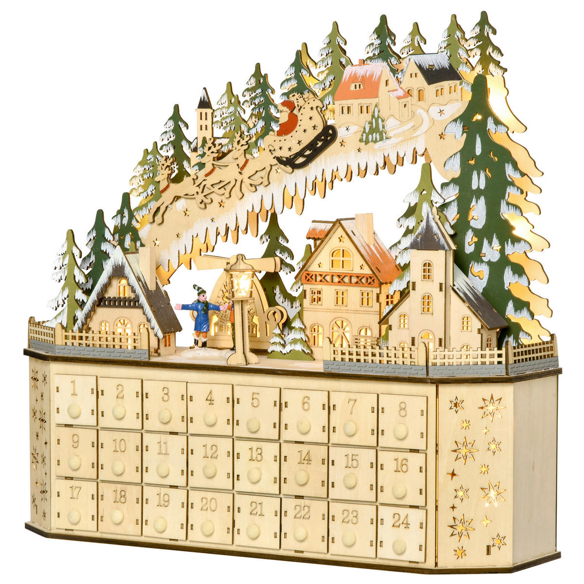 HOMCOM Adventskalender Weihnachts-Adventskalender - natur (43,00/13,00/45,00cm) - HOMCOM