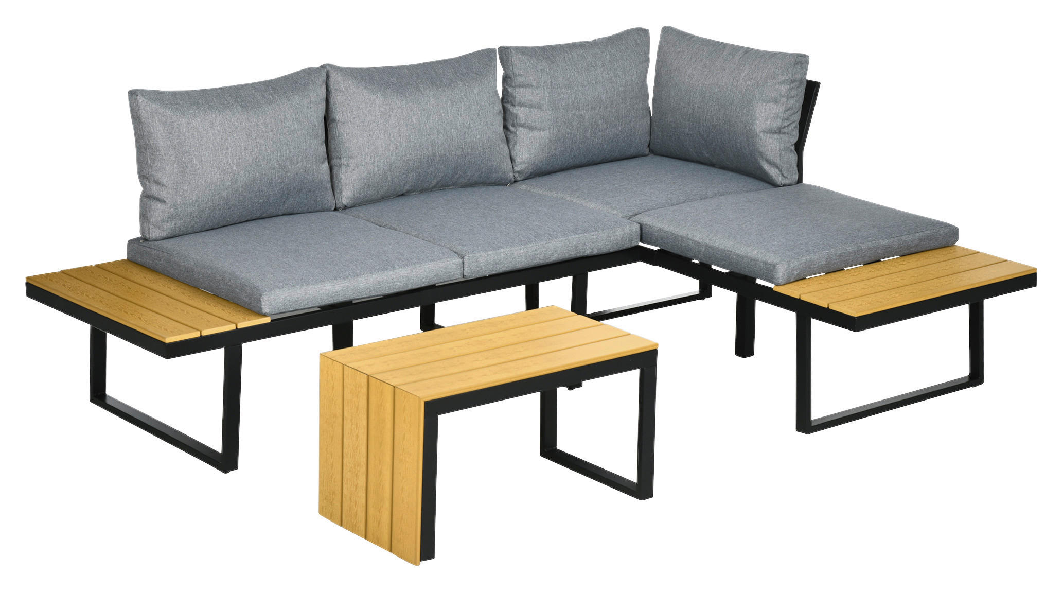 Outsunny Gartensitzgruppe hellgrau Aluminium B/H/L: ca. 78x72x150 cm Gartensitzgruppe - hellgrau (150,00/78,00/72,00cm) - Outsunny
