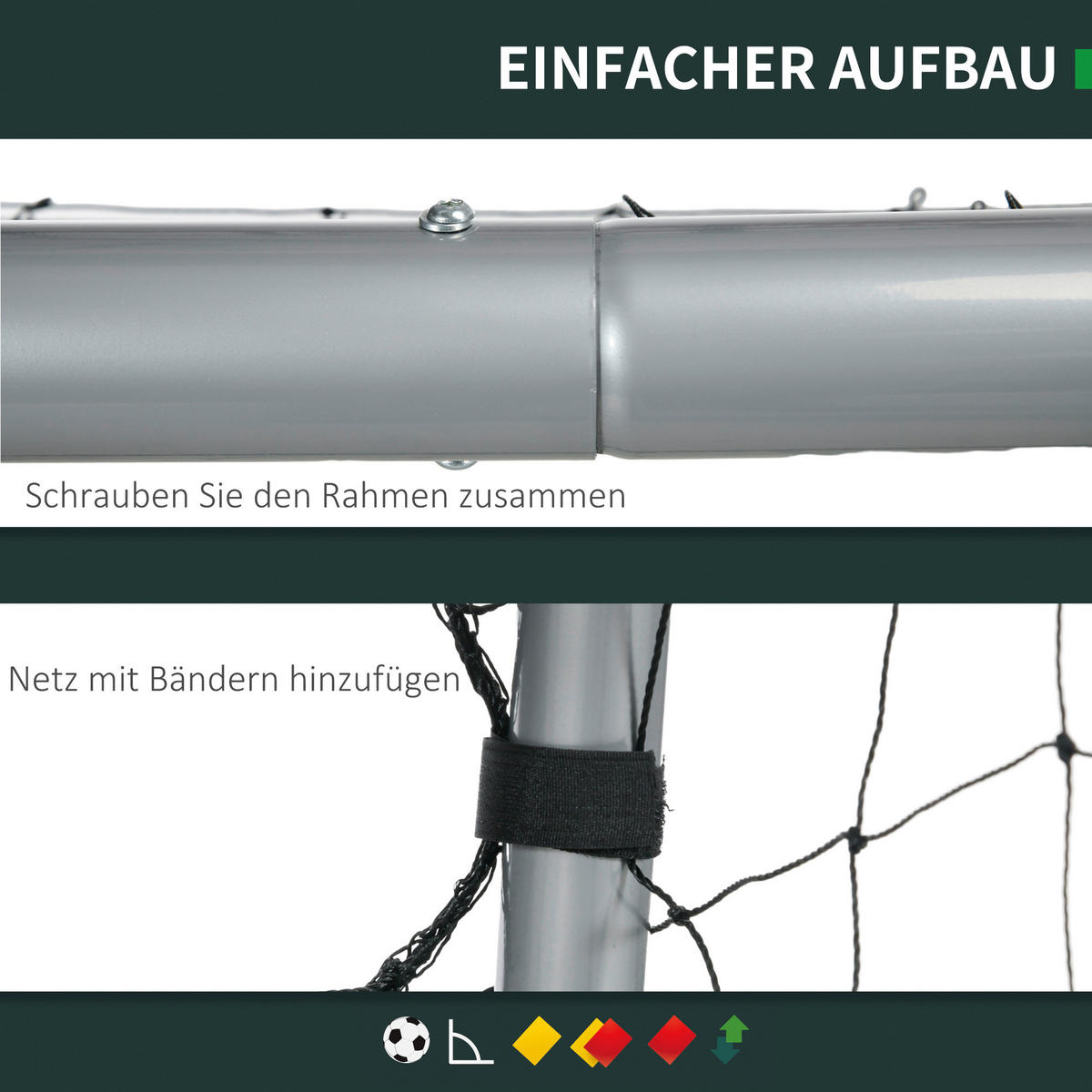 SPORTNOW Fußballtor grau Polyethylen B/H/L: ca. 120x200x300 cm Fußballtor - grau (300,00/120,00/200,00cm) - SPORTNOW