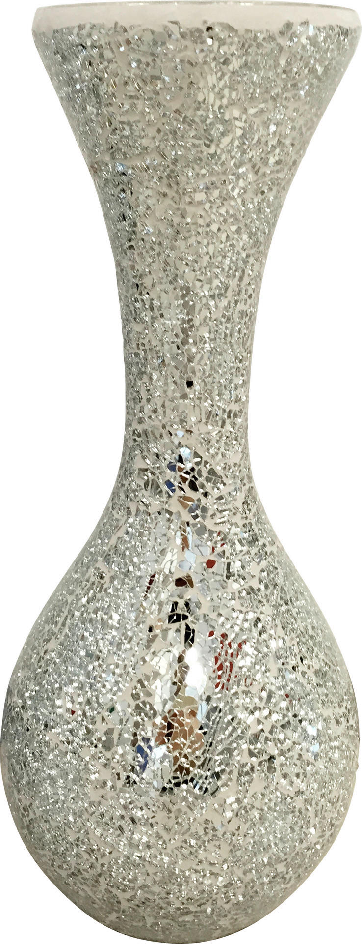 POCOline Vase silber Glas B/H/L: ca. 20x44x20 cm Vase_Mosaik - silber (20,00/20,00/44,00cm) - POCOline