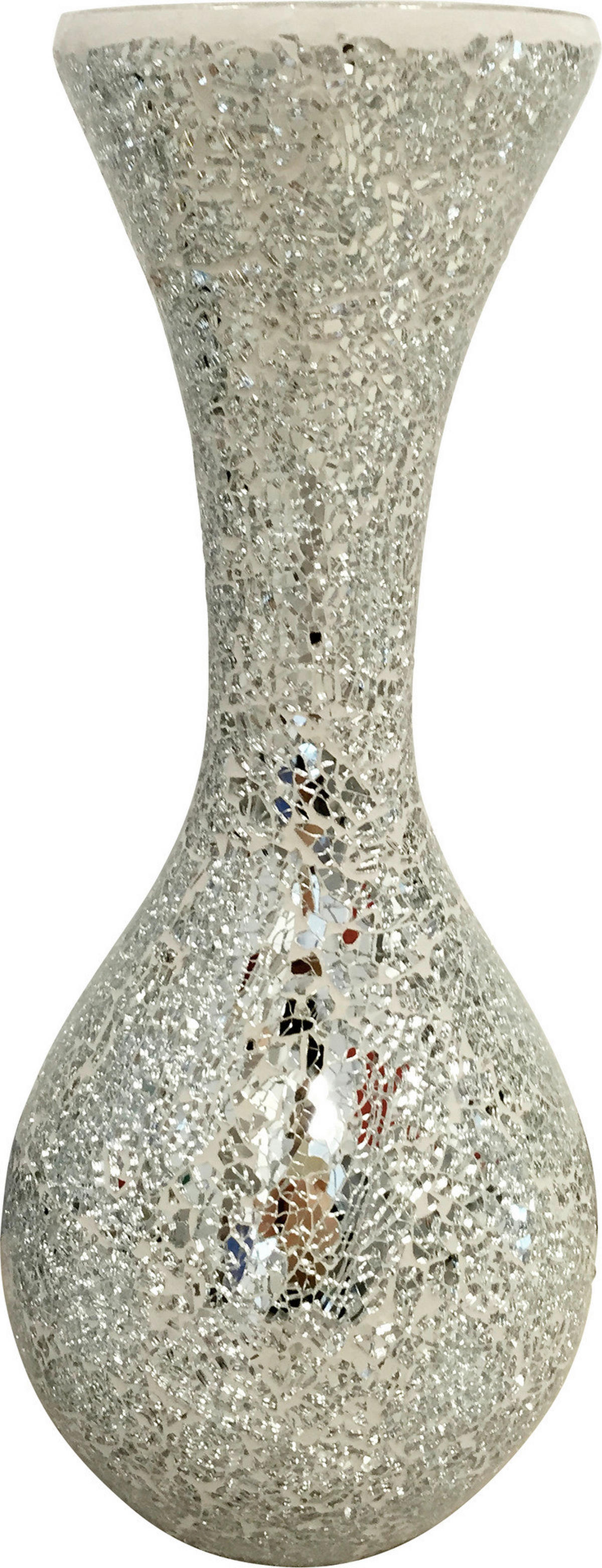 POCOline Vase silber Glas B/H/L: ca. 20x44x20 cm Vase_Mosaik - silber (20,00/20,00/44,00cm) - POCOline