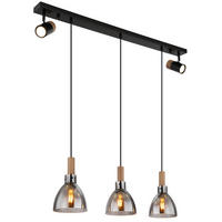 GLOBO Pendelleuchte dunkelbraun schwarz Metall MDF B/H/T: ca. 16x120x95 cm E27 3 Brennstellen MATTEA - dunkelbraun/schwarz (16,00/120,00/95,00cm) - GLOBO
