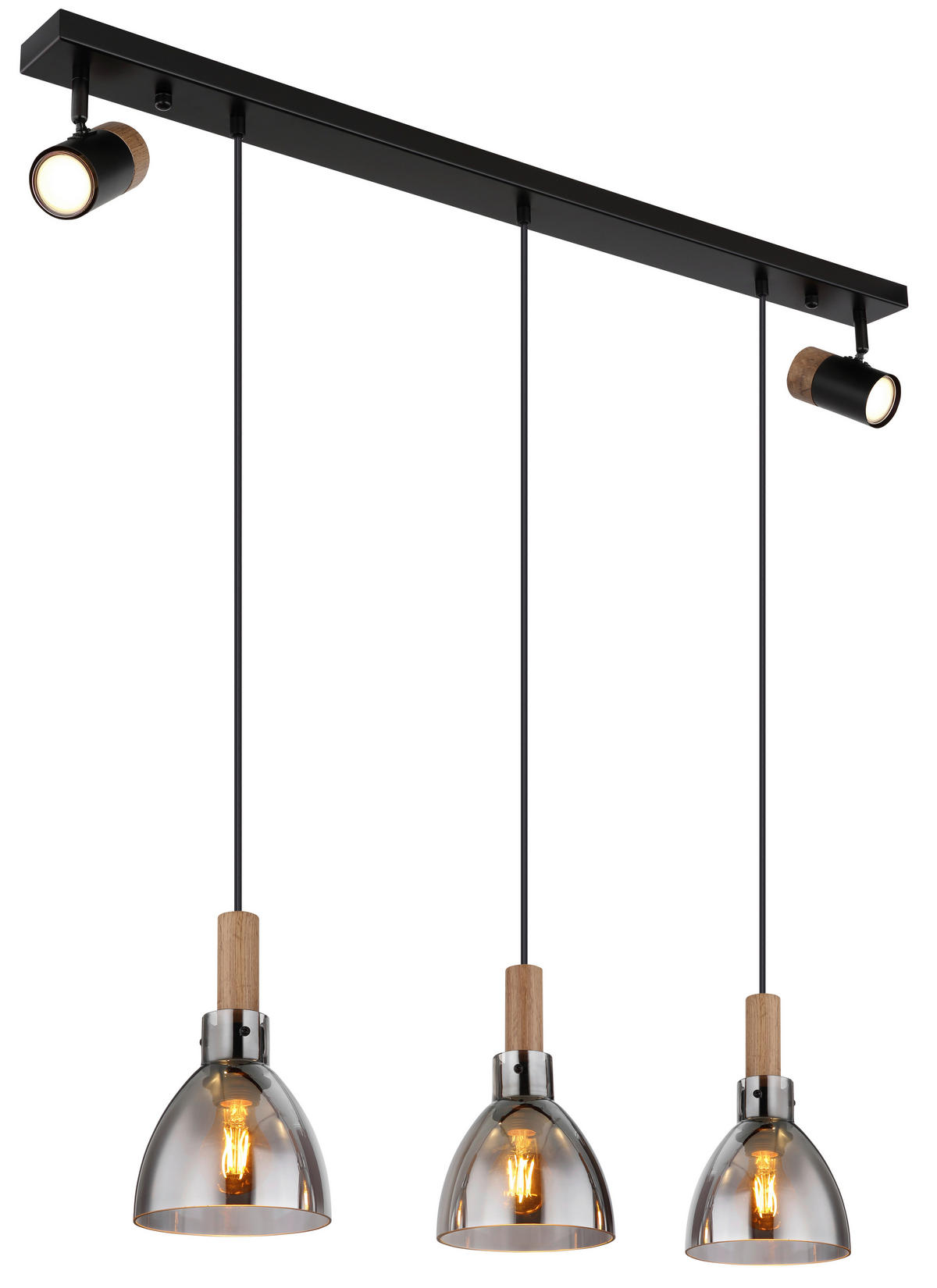 GLOBO Pendelleuchte dunkelbraun schwarz Metall MDF B/H/T: ca. 16x120x95 cm E27 3 Brennstellen MATTEA - dunkelbraun/schwarz (16,00/120,00/95,00cm) - GLOBO