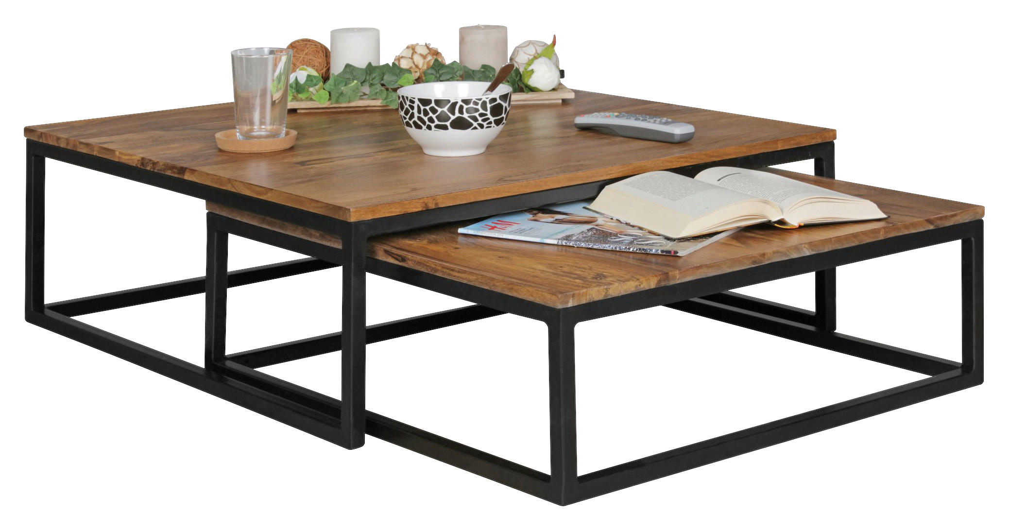 Couchtisch 2er-Set. braun B/H/T: ca. 75x27x75 cm 2er-Set. - braun (75,00/27,00/75,00cm) - Wohnling