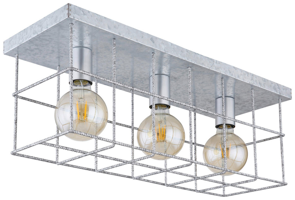 GLOBO Deckenleuchte silber Metall B/H/T: ca. 20x25,8x60 cm 3 Brennstellen 15530Z-3D - silber (20,00/25,80/60,00cm) - GLOBO