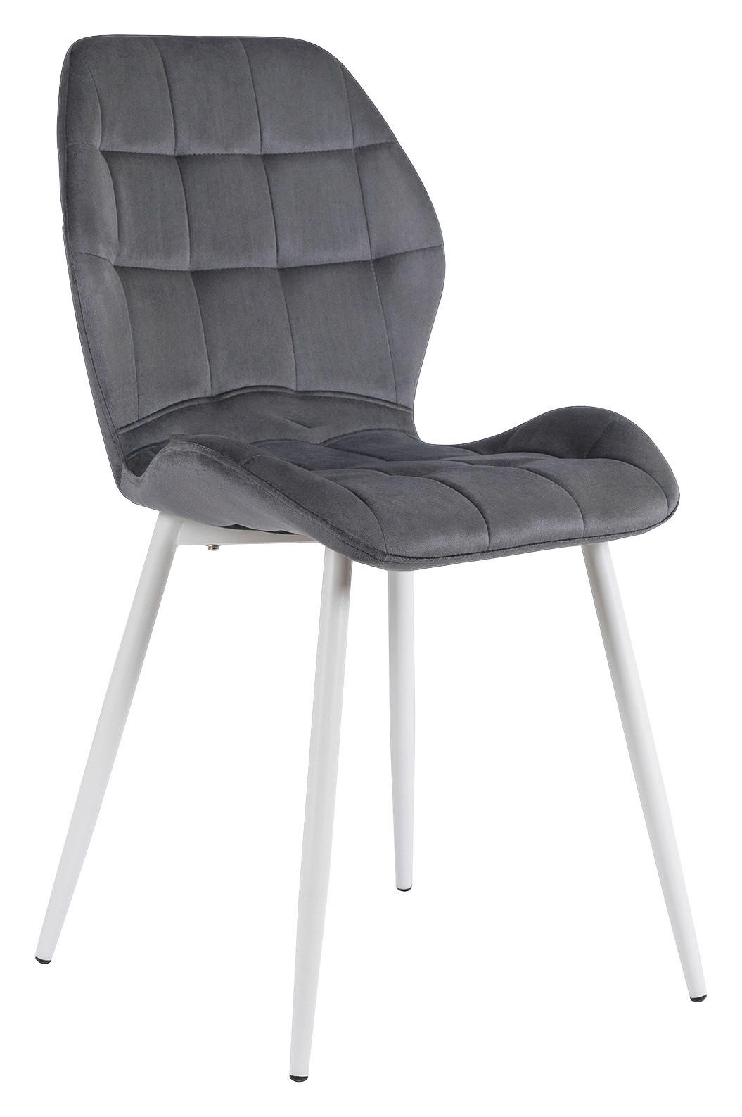Stuhl LUCKY grau weiß Velourstoff B/H/T: ca. 47x86x58 cm LUCKY - weiß/grau (47,00/86,00/58,00cm) - WIPMEB