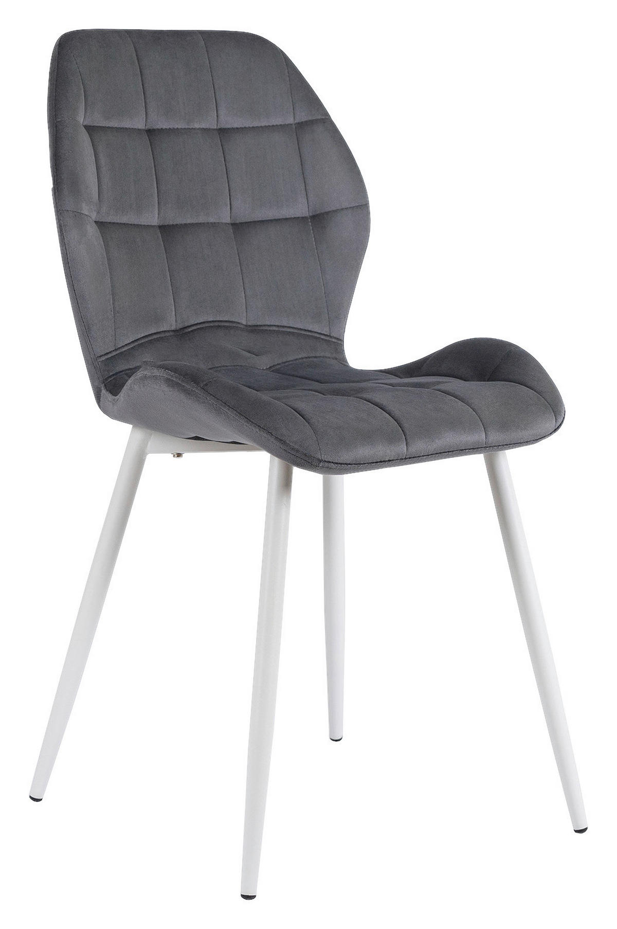Stuhl LUCKY grau weiß Velourstoff B/H/T: ca. 47x86x58 cm LUCKY - weiß/grau (47,00/86,00/58,00cm) - WIPMEB