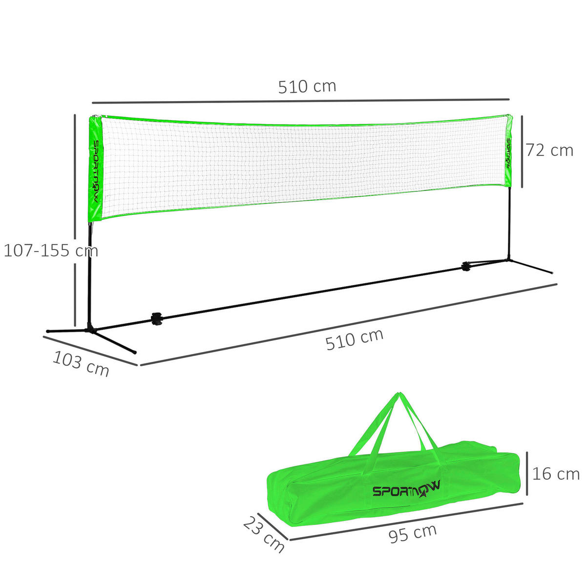 SPORTNOW Badminton-Set bunt Polyethylen B/H/L: ca. 103x155x510 cm Badminton-Set - bunt (510,00/103,00/155,00cm) - SPORTNOW
